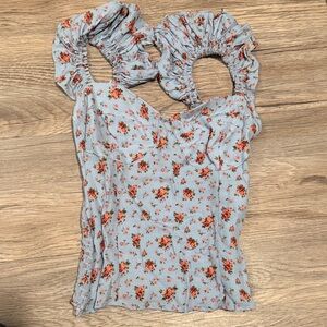 Reformation Blue Floral Blouse